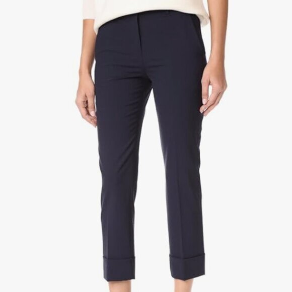 Theory Cropped Cuff Pant – Navy Stretch Wool Blend – Size 6 - Picture 1 of 9